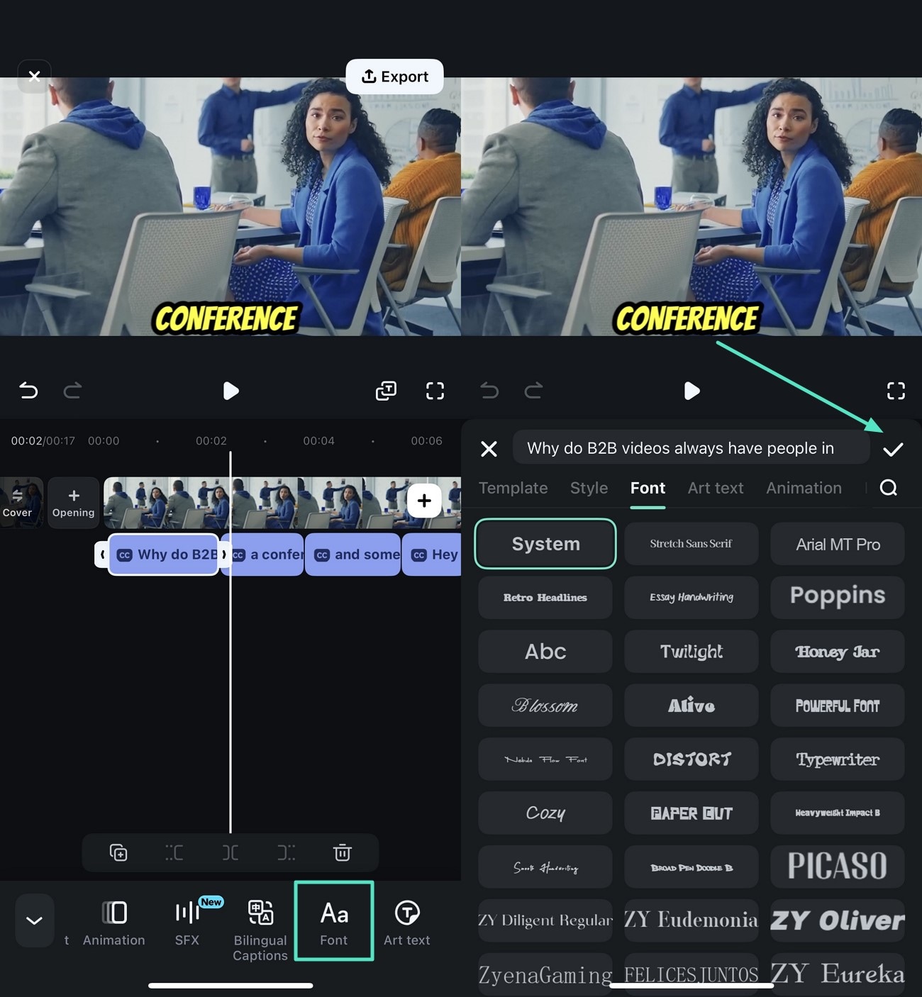 choose font style and add text