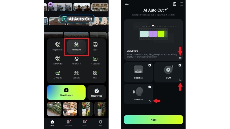 ai Auto Cut tool in filmora