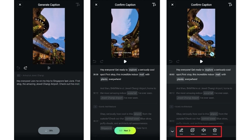 edit the generated captions