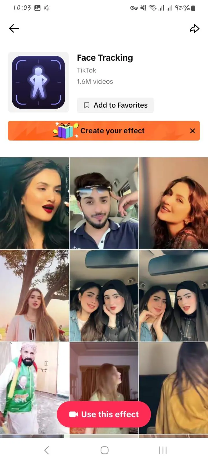 face tracking tiktok filter