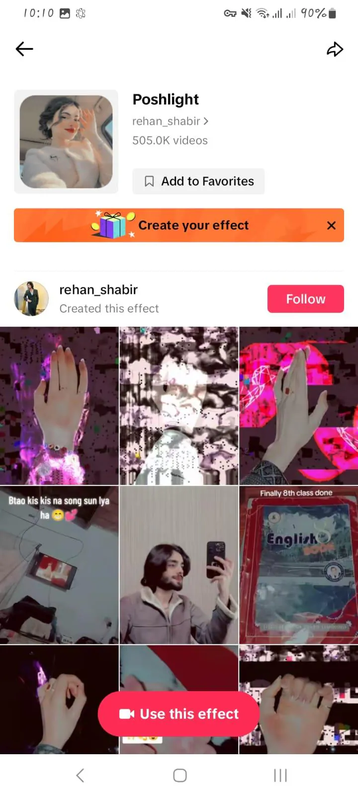 poshlight tiktok filter