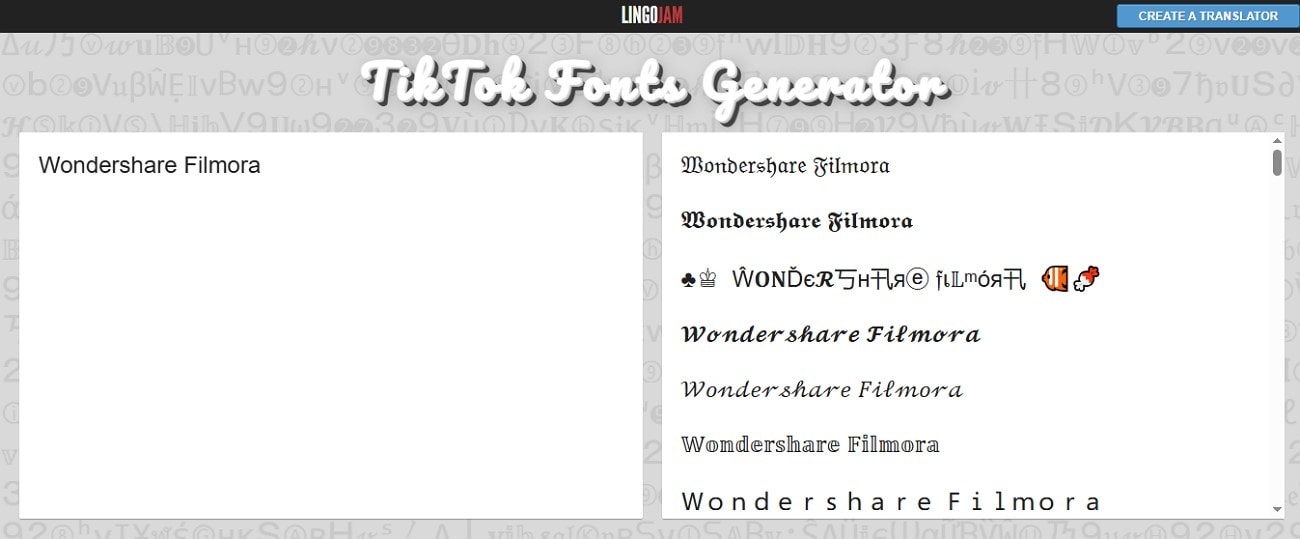 tiktok font changed using lingojam
