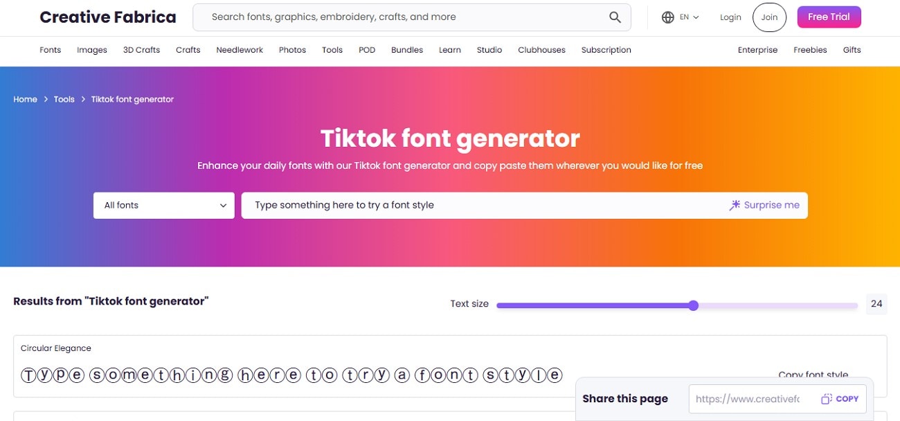 creative fabrica tiktok name fonts generator