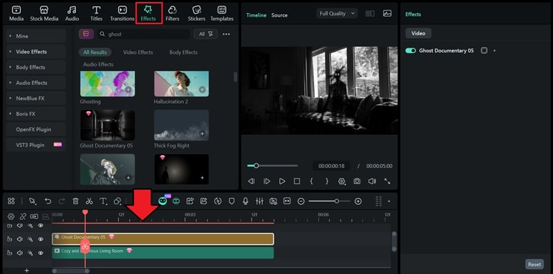 apply ghost effect in filmora
