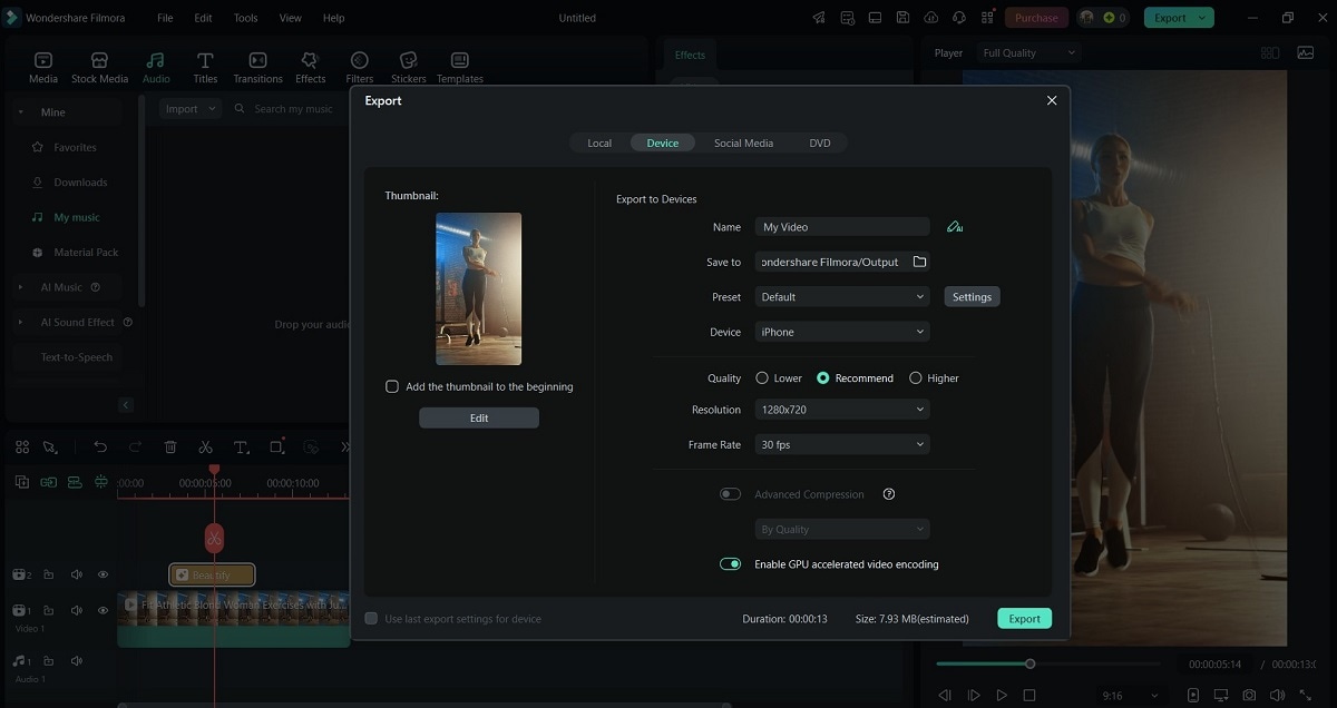 exporting tiktok video