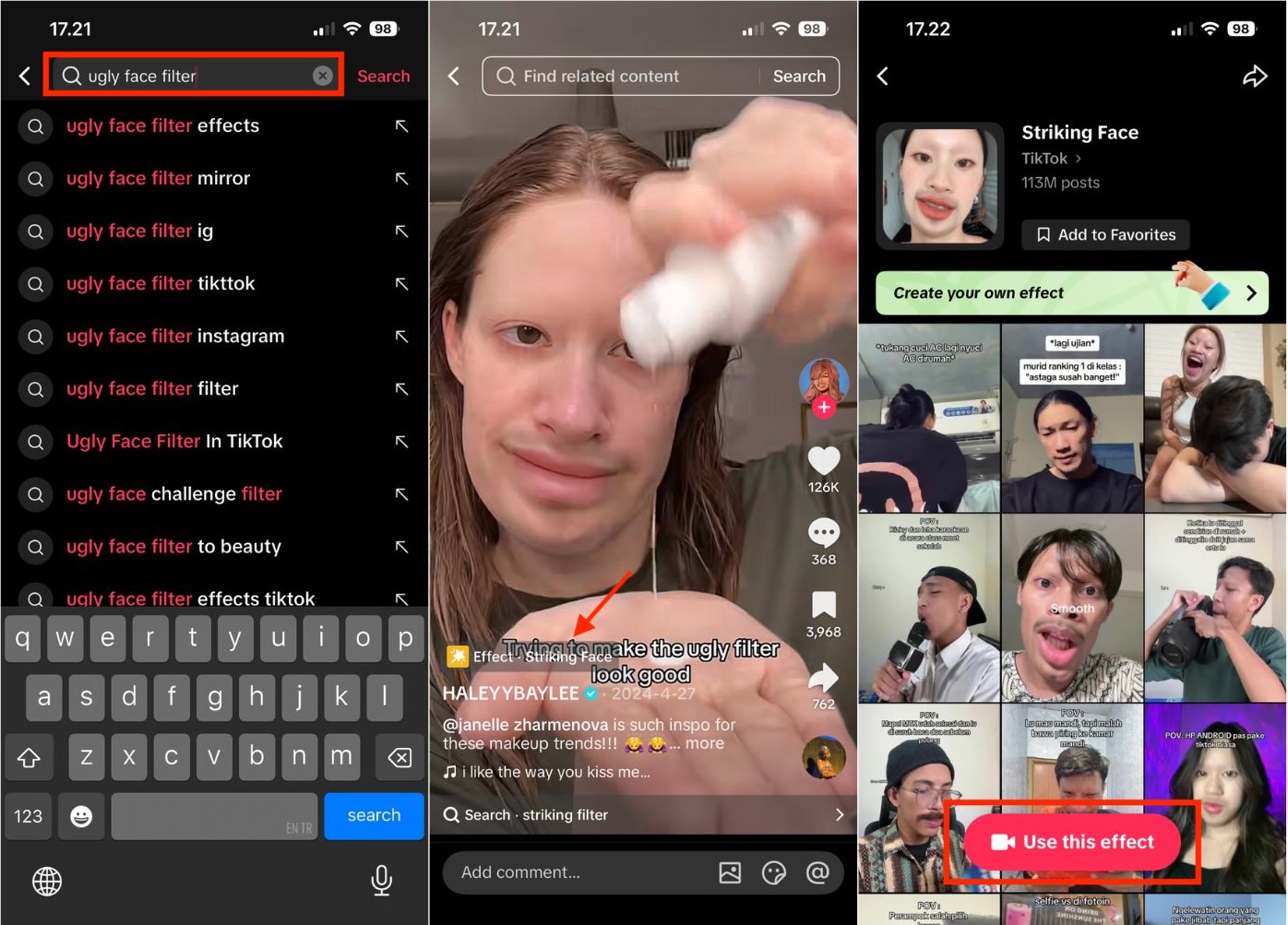 how to search tiktok ugly filter
