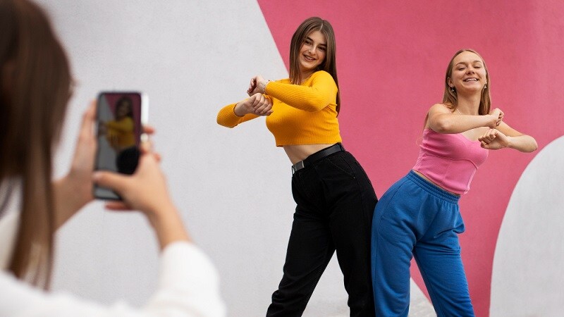 content creators recording a dance video