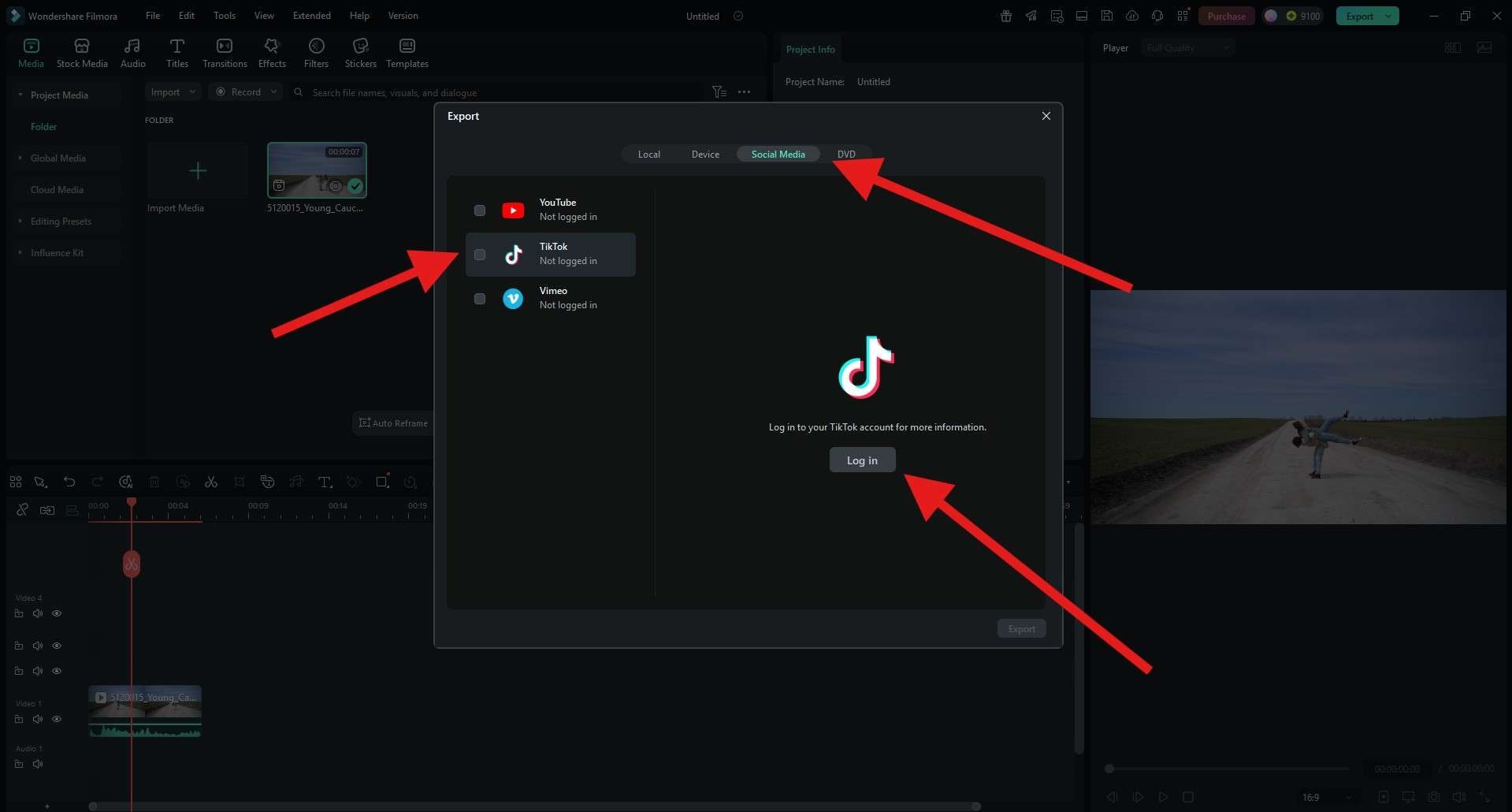 export video to tiktok filmora desktop