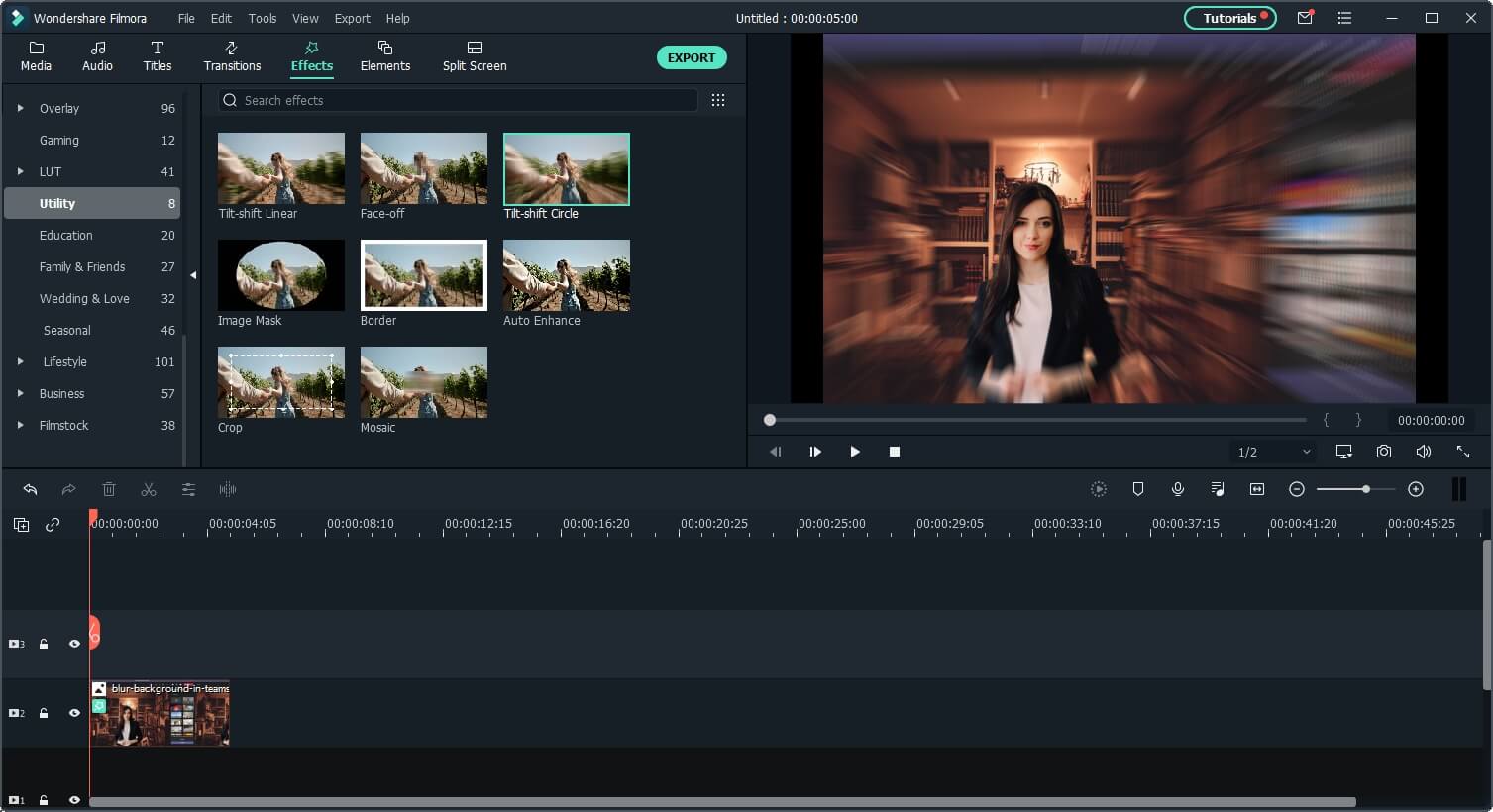  blur Microsoft Teams  video background with Filmora 