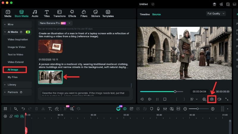 preview and click the snapshot button