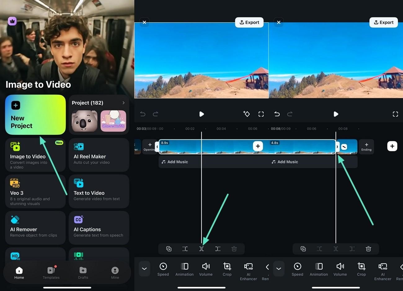 split video after creating project