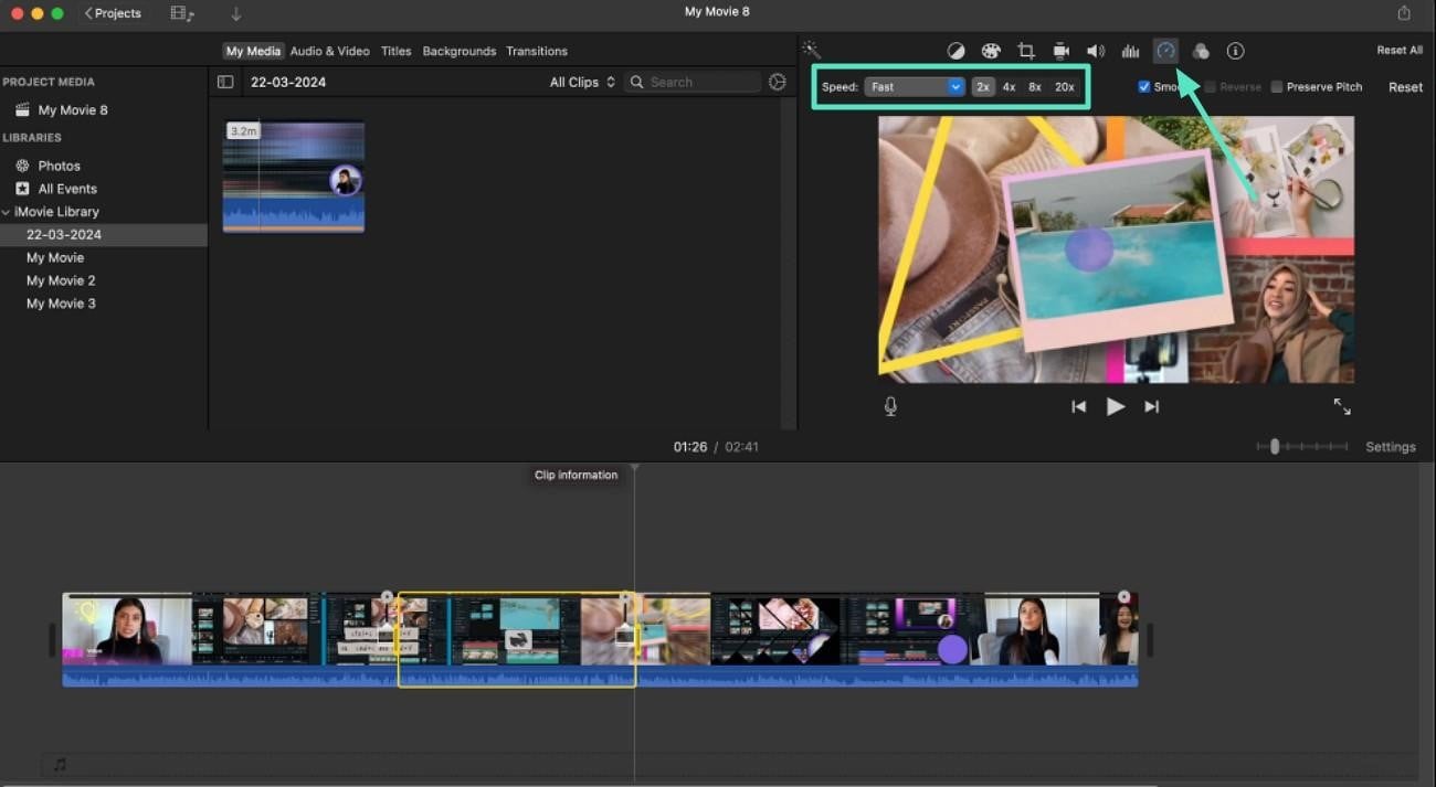 adjust speed level imovie mac