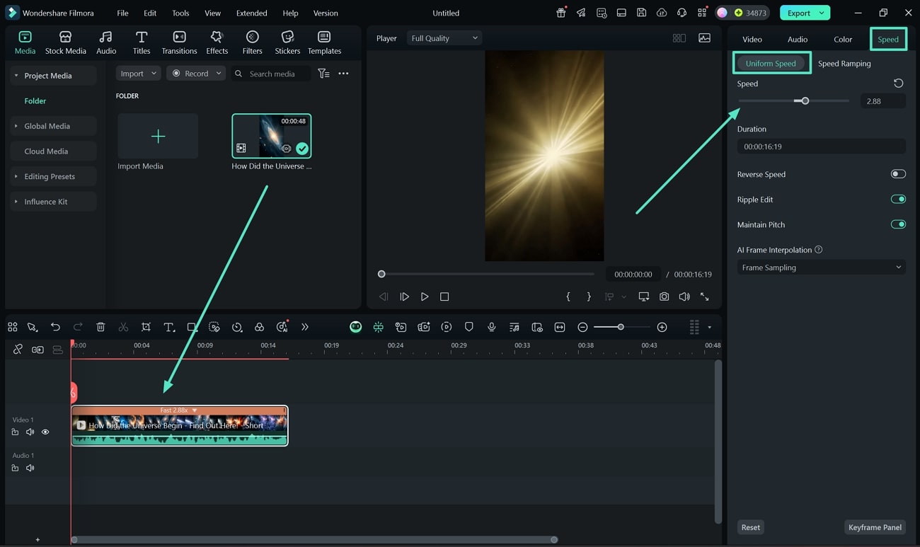 alter uniform speed of video