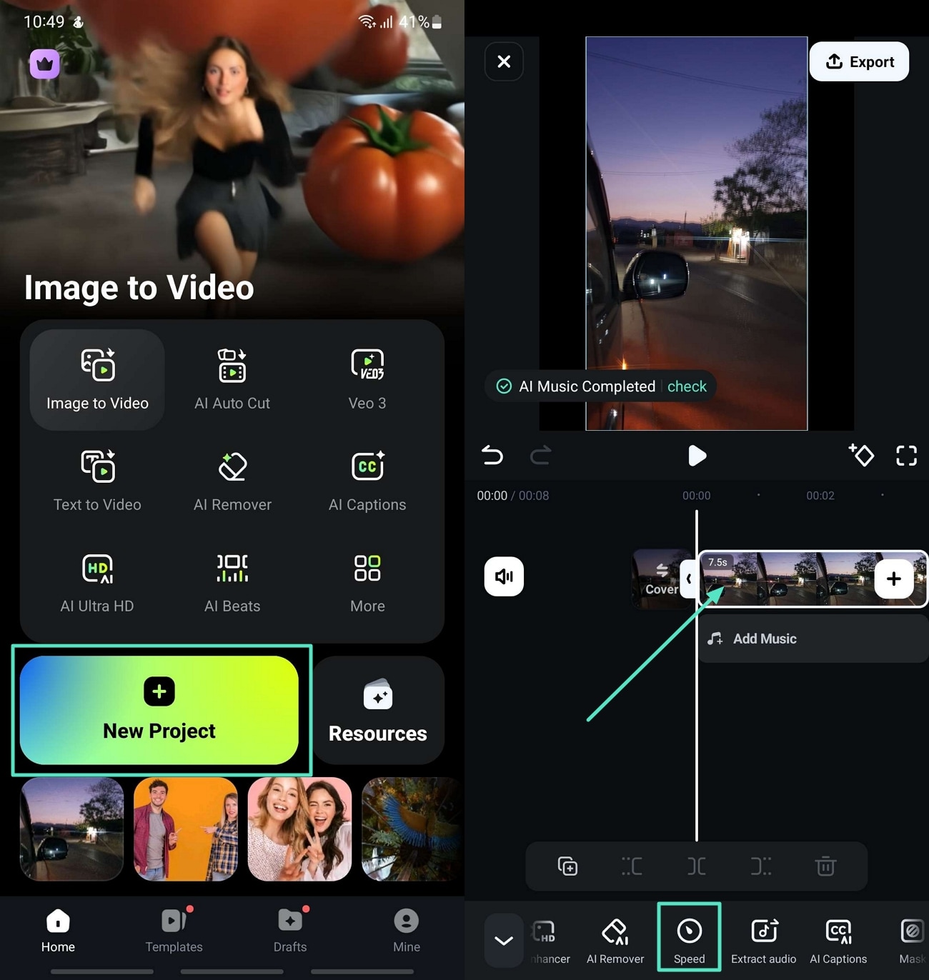 apply filter hyperlapse video