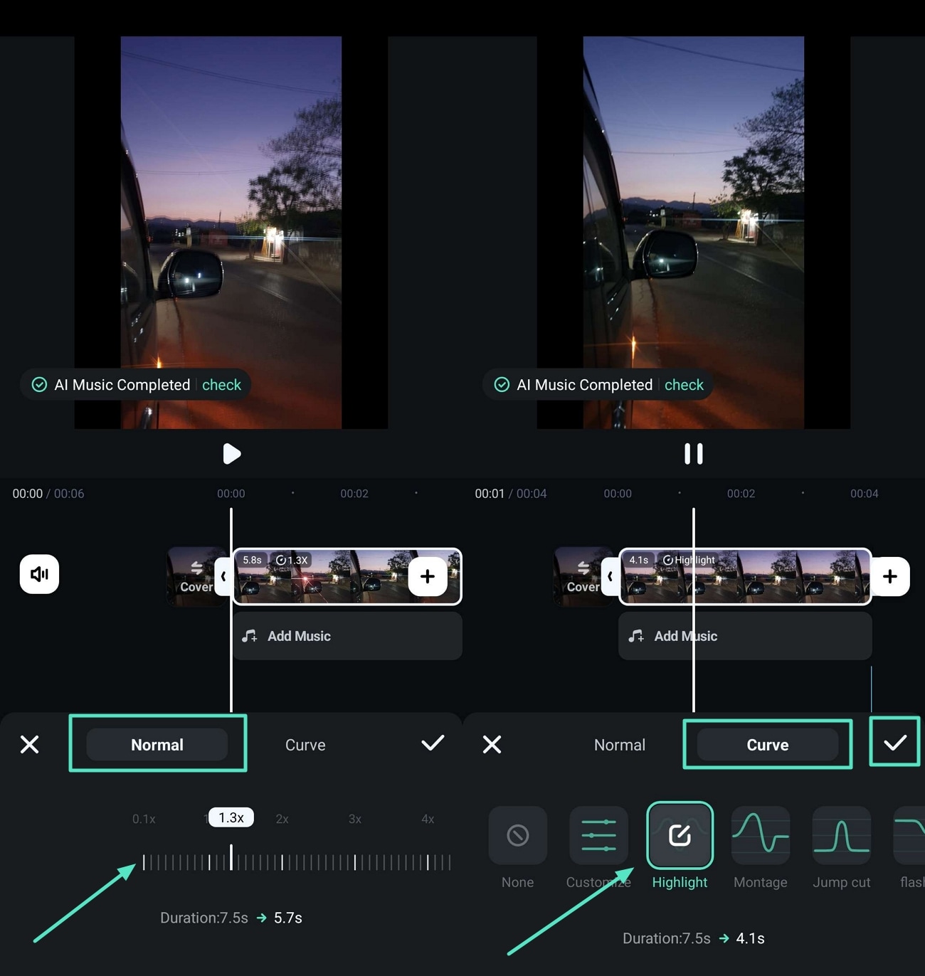 adjust speed through curves