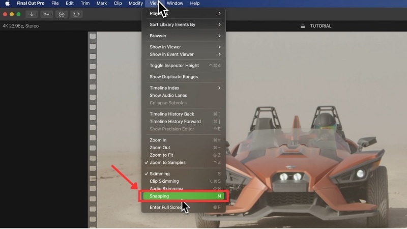 snapping feature in final cut pro