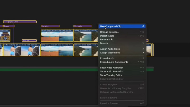 compound clips in fcp timeline