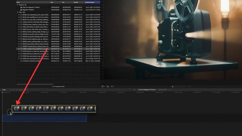 drag and drop in fcp timeline