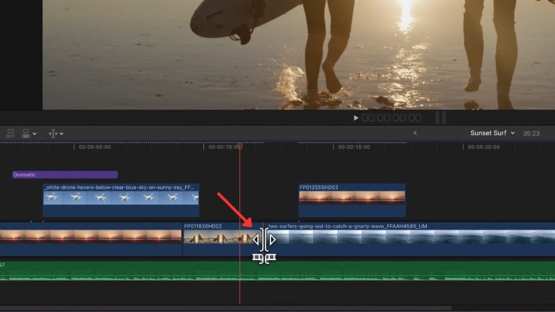 roll edit in the trim tool