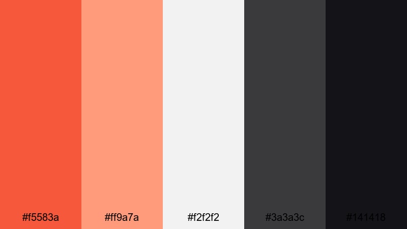 tomato and charcoal edge tomato color palette with hex codes