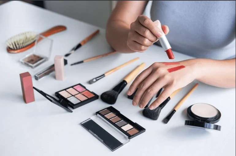 trying beauty products