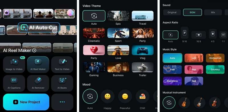 ai maker reel on filmora mobile
