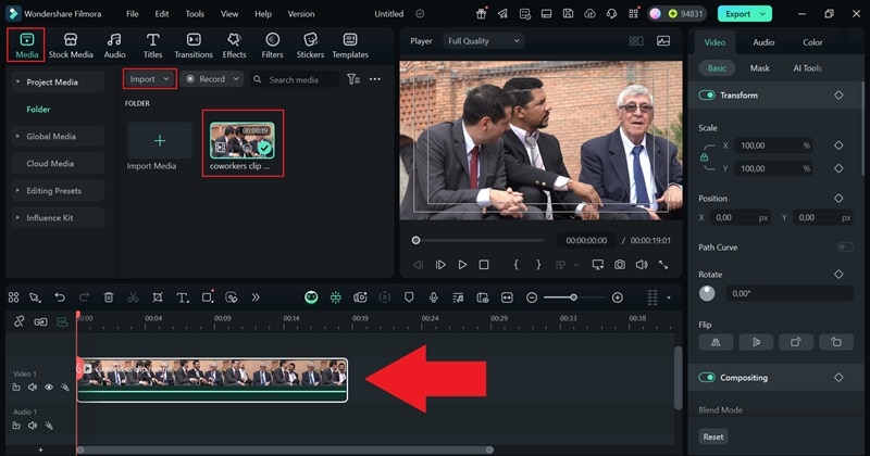 upload video and add to timeline