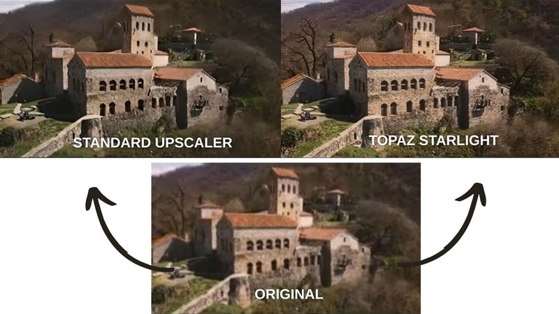standard upscaler vs topaz starlight