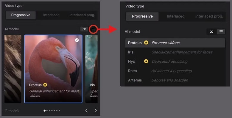enhancement models in topaz video ai
