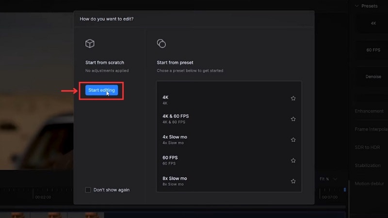 cliquer sur le bouton start editing