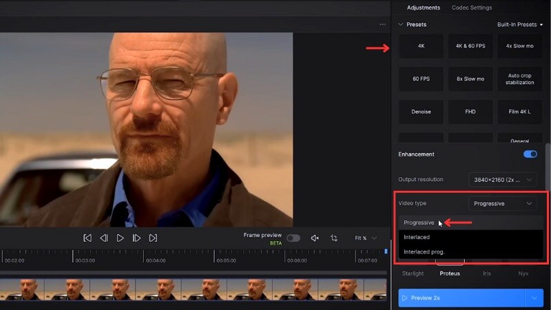 définir le type de vidéo et le modèle ia
