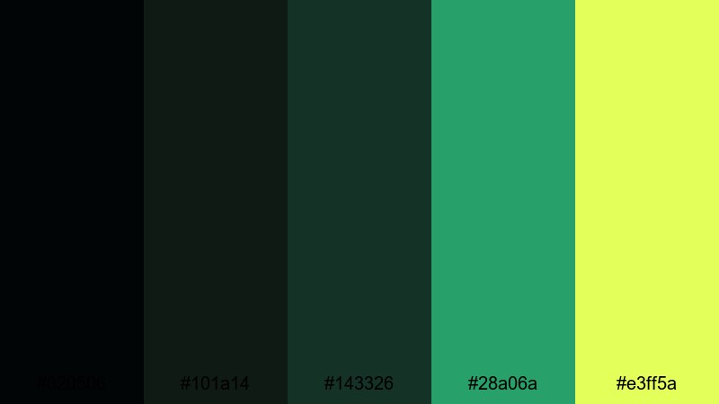 toxic basement lights haunted house color palette with hex codes