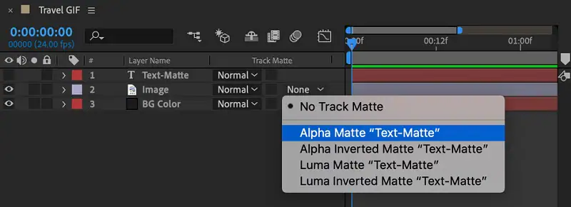 diferentes tipos de track matteen after effects