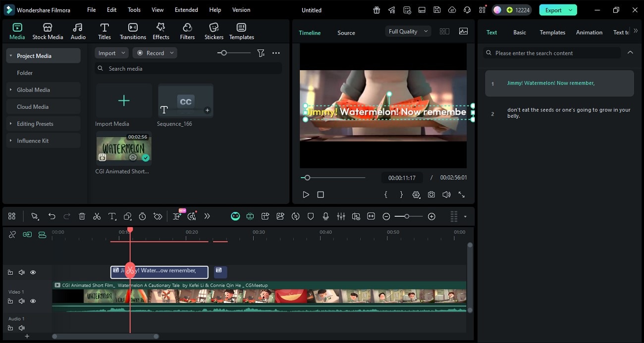 adjust caption timing before export