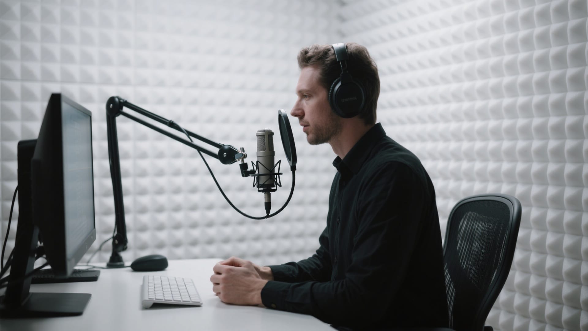 record in a studio