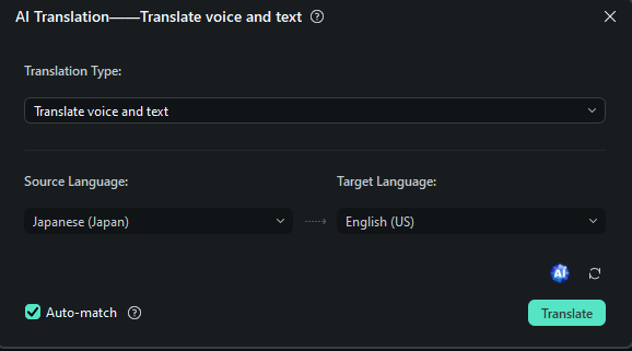 set the translation settings according to your requirements. 