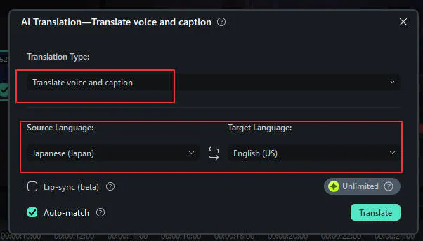 set the translation settings according to your requirements. 