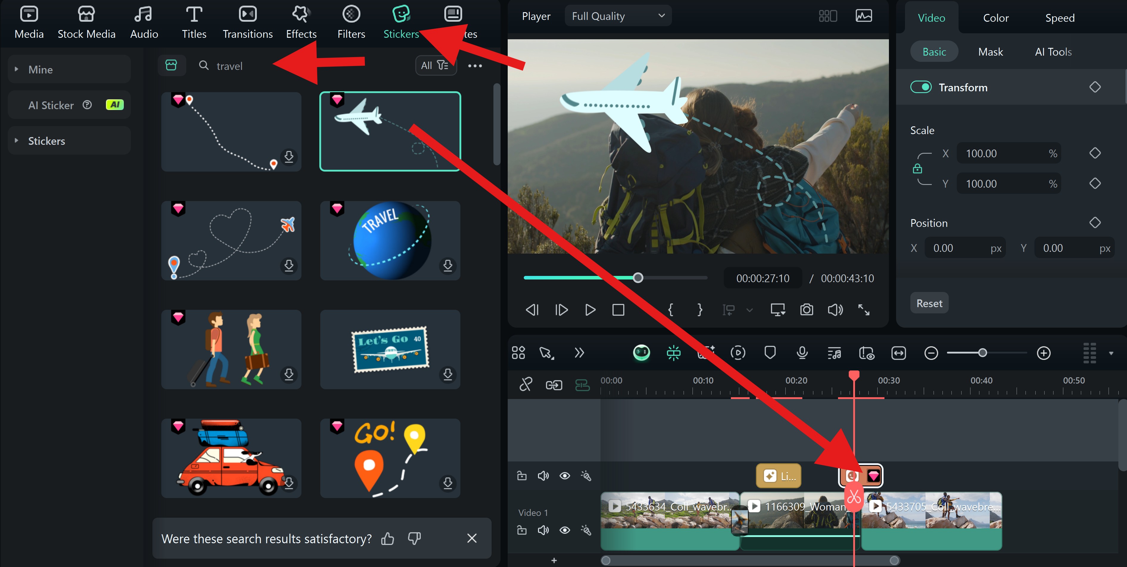 add animated stickers to travel slideshow