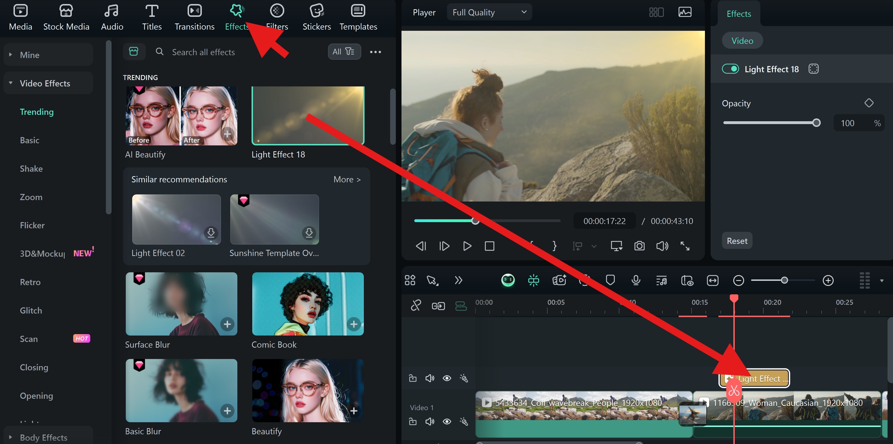 add effects to travel videos filmora