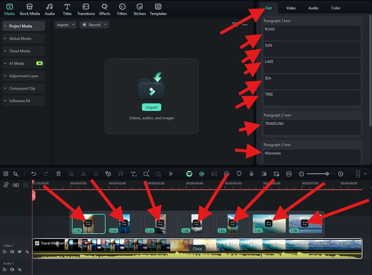 customize travel video template filmora desktop