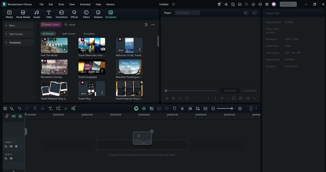 filmora editing interface