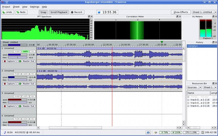 traverso free music recording software interface