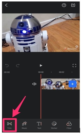 couper la vidéo d'instagram avec filmorago android