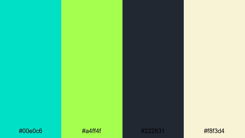 tropical app launch turquoise lime green color palette with hex codes