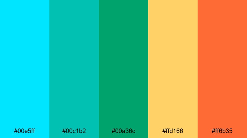 tropical breaker burst ocean color palette with hex codes