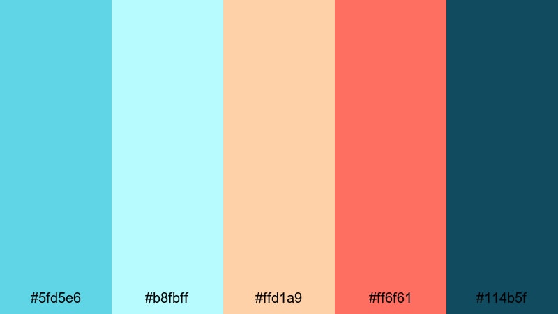 tropical breeze celeste splash celeste color palette with hex codes