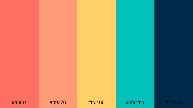 tropical creator burst coral salmon color palette with hex codes