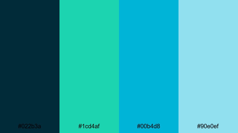 tropical dive burst green blue color palette with hex codes