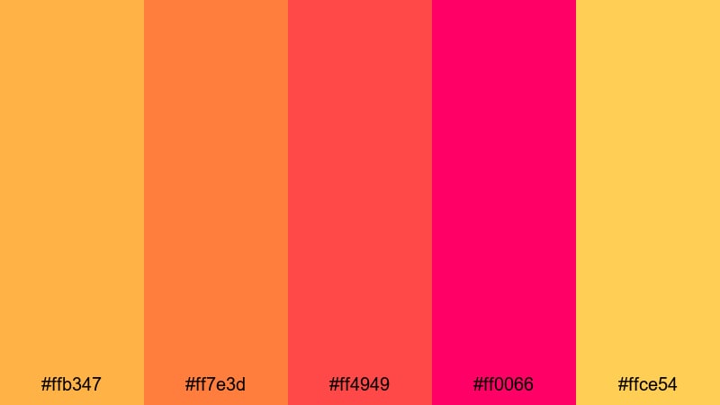 tropical ember splash warm color palette with hex codes
