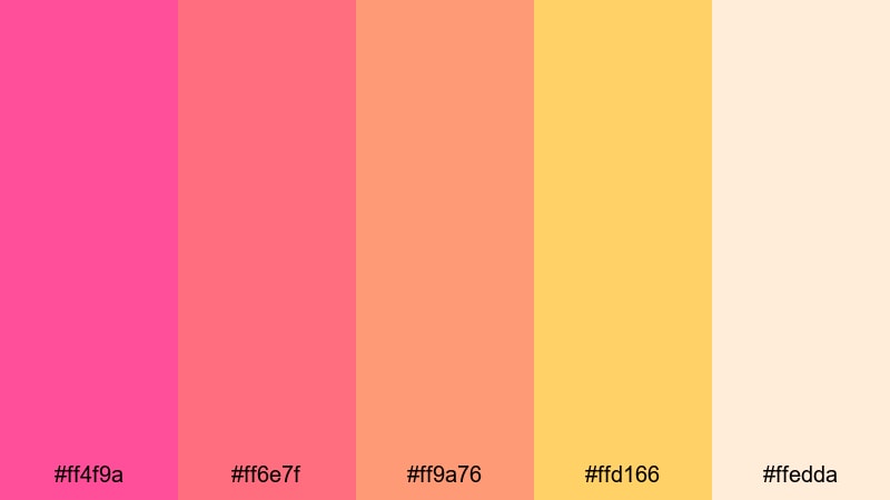 tropical fuchsia sunset pink color palette with hex codes